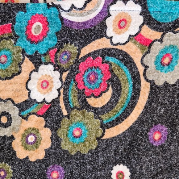 XL Grey with Floral Pattern Sweater Dress EUC Knee Length - Picture 6 of 12